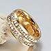 Mens Wedding Bands Classic 8MM Titanium Stainless Steel Plated 18K Gold Double Row CZ Crystal Womens Promise Anniversary Rings High Polished Finish Comfort Fit Size 6-13