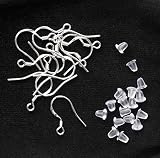 Hollosport 925 Sterling Silver Earring Hooks 12Pairs for Jewelry Making DIY with 50pairs Earring Backs