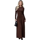 winkbay Women's 2 Piece Maxi Skirt Set Fall Long Sleeve Fitted T Shirt and A Line Flowy Skirts Going Out Outfits