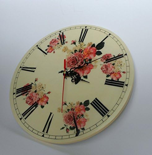 Decoupage vintage wall clock with roses, wooden wall clock with vintage roses,decorative wall clock with vintage roses