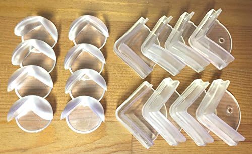 Baby Safety Clear Corner Guards 16-Piece Combo Pack (8 Ball Shaped + 8 L-Shaped) - Baby Proofing Furniture Edge Bumpers, Protect Kids from Sharp Edges Around the House