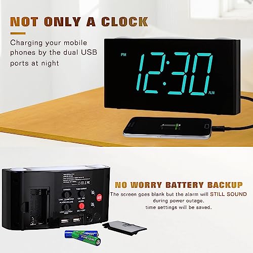 Rocam Digital Alarm Clock for Bedrooms Large 7.5'' LED Display with Dimmer, Snooze, 7 Color