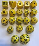 Yellow - 20 Unusual Dice Set - D3, D4, D5, D6, D7, D8, D9, D10, D%10, D11, D12, D13, D14, D15, D16, D18, D20, D22, D24 & D30