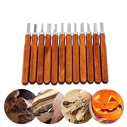 Wood Carving Tools, 14pcs Professional Carving Chisels Knife Kit for DIY Sculpture Carpenter Experts & Beginners, w/Protective Covers & Whetstone & Reusable Pouch.