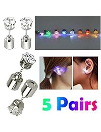 AYAMAYA 5 pares de pendientes LED con luz de Navidad cambiantes para decoración de baile para hombres y mujeres