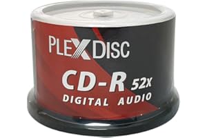 PlexDisc TY Series Blue CD-R 52X 700MB Digital Audio Logo Top Recordable Media Disc - 50pk Cake Box 669-814-BX (FFB), 50 Disc