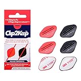 Clip2Keep 6 Plastic Aerosol Straw Holders with Strong Self Adhesive Pad – Spray Nozzle tip Straw Clip for Silicone and Anti-Rust Spray, Lock and Bike Chain Lubricant – 3 Red & 3 Black Clips Included