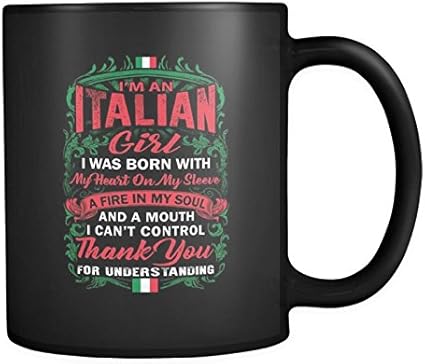 Amazon Co Jp イタリアマグカップ 完璧なギフトのイタリアのガール お気に入り11 Ozブラック印刷セラミックコーヒーマグカップ ホーム キッチン