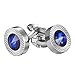 Habool Luxury Cuff links with Circular Blue Crystal for Men Shirt Boyfriend Groomsmen Gift - 1 Pair