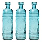 Luna Bazaar Turquoise Blue Mabel Round Glass Bottle Set of 3
