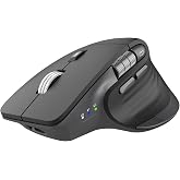 CITLLA Ergonomic Bluetooth Mouse for Laptop, Rechargeable Wireless Mouse with Multi-Device Switching, Silent Click, Flying Scroll &amp; Thumb Wheel, 4800 DPI for PC, Mac, Tablet and Phone (Black)