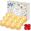 IMAGE LED timer, 12 elektrische theelichtjes kaars met 100 stuks decoratieve Fake Rose Petals, 6 en 18 uur uit, incl…