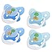 Dr. Brown's PreVent Contour Pacifier, Stage 3 (12m+), Polka Dots Blue, 4-Pack