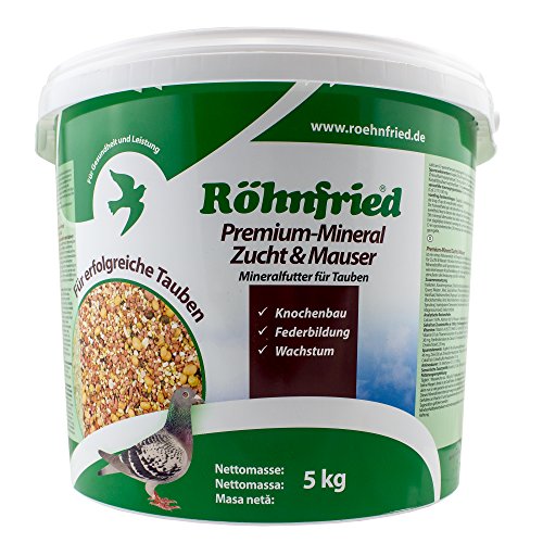Röhnfried Zucht- & Mausermineral - mit Kräutern für Tauben (5 Kg) - EIN reines Naturprodukt mit Oregano und Kräutern der Herba-San Formel