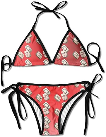 HenSLK Women Girl Mahjong Adjustable Sexy Bathing Suit Bikini Set Beach Swimsuit Two Pieces Swimwear