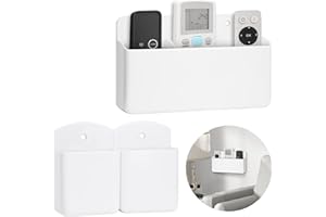 UOIXPUHUO 3 Pack Minimalist White Remote Control Holder Wall Mount, 5 Compartment Organizer for TV, Bed, Couch, Portable Elec