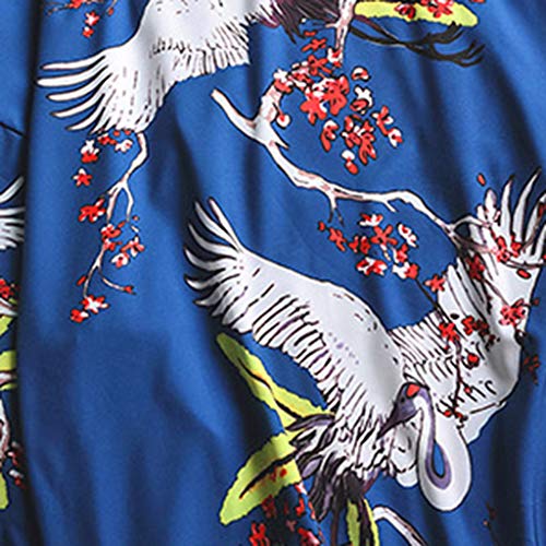 Men Japanese Yukata Coat Kimono Outwear Vintage Casual Top Black Dragon