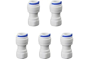 AIMATRUN 1/4" Female Thread Straight x 3/8" PE Hose OD Push-In Quick-Connect Fitting for RO Reverse Osmosis Water Filter Plastic Joint, Beverage Dispenser & Water Filtration/Purification Systems (5PCS)