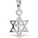 WithLoveSilver 925 Sterling Silver Charm Small Classic Star of David Cross Christian Pendant
