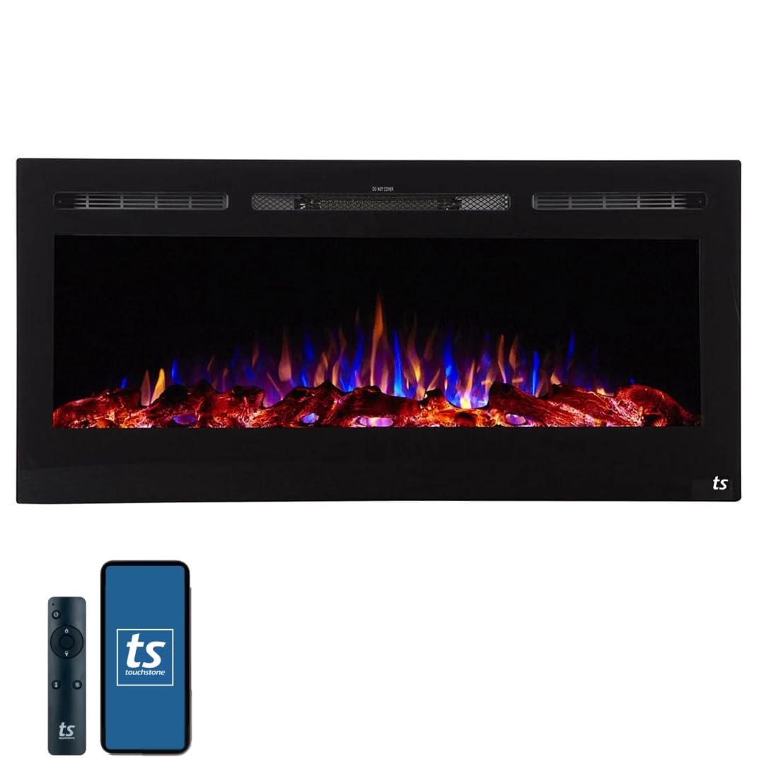 Photo 1 of Touchstone Smart Electric Fireplace-The Sideline 45" Wide-in Wall Recessed - 30 Realistic Ember Color/Flame Options - 1,500W Heater w/Thermostat - Log & Crystal Hearth Options - Alexa/WiFi Enabled