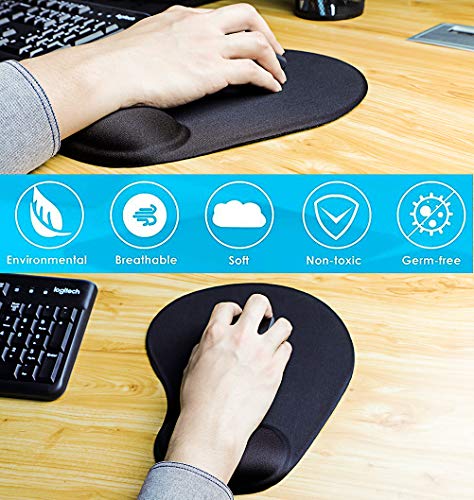 MROCO Ergonomic Mouse Pad with Gel Wrist Rest Comfortable Mouse Pad with Wrist Support, Pain Relief Mousepad with Non-Slip PU Base Mouse Mat for Home, Office & Travel, 11 x 8.7 inches, Black - Thumbnail 7