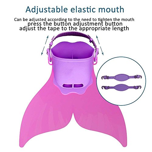 Chezaa Mermaid Mono Fin Swimming Mermaid Flipper Tails for Girls Kids with Monofin (Pink)