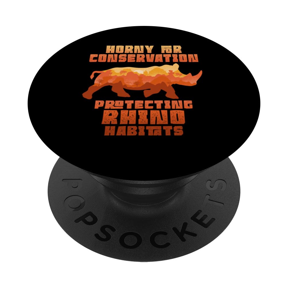 Horny for Conservation Protecting Rhino Habitats PopSockets Swappable PopGrip