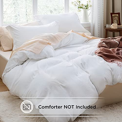 BEDSURE White Twin Duvet Cover Set Soft Prewashed Duvet Cover Twin