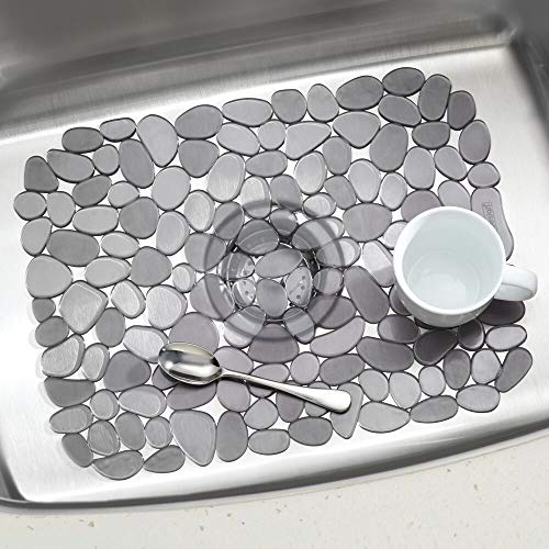 mDesign Adjustable Kitchen Sink Dish Drying Mat/Grid Soft Plastic