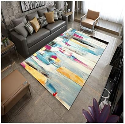 LQQGXLNordic simple modern carpet/Nordic art geometric carpet living room coffee table carpet bedroom bedside hall entrance mat thin slice washed (Color : C, Size : 120X160cm)