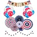 4th of July Decorations |Patriotic Decorations |American Independence Day |July 4th |Include 6pcs Paper Fans |30pcs Balloons |1pcs USA Letter Banner |Star Streamers 1pcs |Party Decor Supplies primary