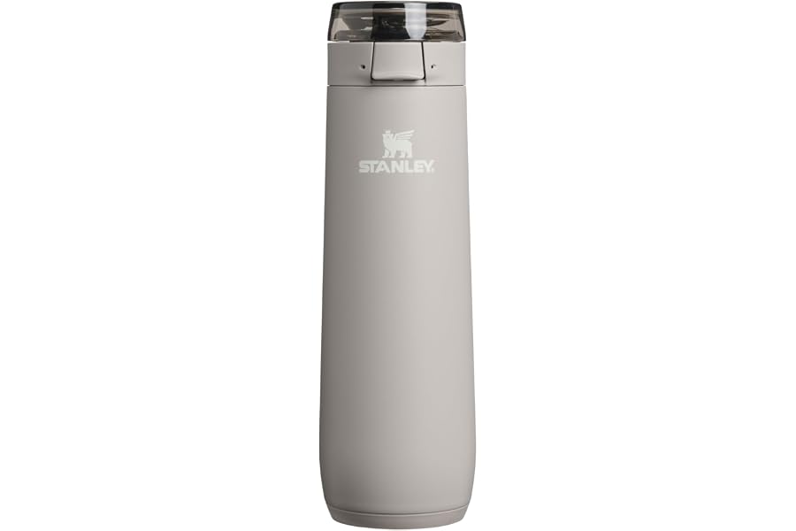 STANLEY Flowstate Spring Bottle | Leakproof Water Bottle with Carry Strap & Flip-Top Locking Lid | Insulated Stainless Steel | Fits Most Cup Holders | BPA-Free | 20 oz | Ash