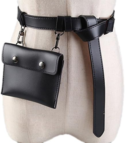 BAGGY Women Waist Pack PU Leather Belt Portable Phone Case Fanny Pack Black