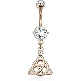 Pierced Owl 14GA Rose Gold Plated Stainless Steel Celtic Knot Dangling Belly Button Ring