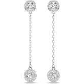 Swarovski Una Angelic drop earrings, Round cut, White, Rhodium finish
