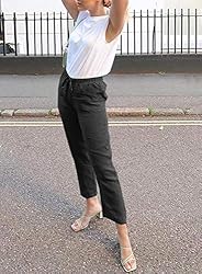 Acelitt Womens High Waisted Linen Pants Drawstring