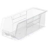 Akro-Mils 30224 AkroBins Plastic Storage Bins, Space-Saving Stackable Bins for Garage, Pantry, Craft Organization, 11" L x 4" W x 4" H, Clear, 12-Pack