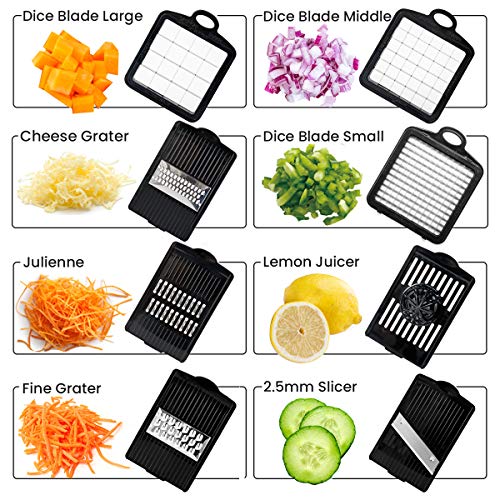 Vegetable Chopper, TATUFY 10 in 1 Mandoline Slicer Food Chopper Cuber Cutter Onion Dicer, Veggie Slicer Manual for Garlic, Cabbage, Carrot, Potato, Tomato, Fruit, Salad