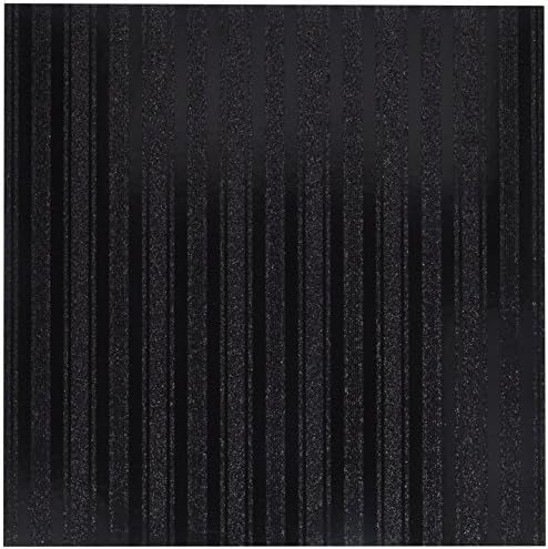 American Crafts Patterned Glitter Cardstock 12"X12"-Stripe 1/Black 15 per pack