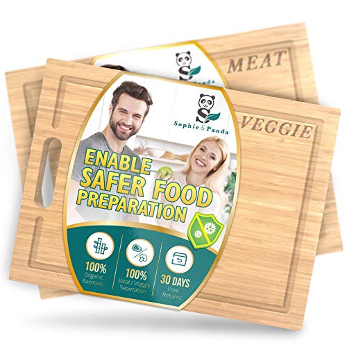 Sophie & Panda Organic Bamboo Cutting Boards for Kitchen Enable