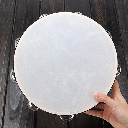 heaven2017 10 inches Faux Leather Hand Drum Tambourine Party Musical Percussion Instrument