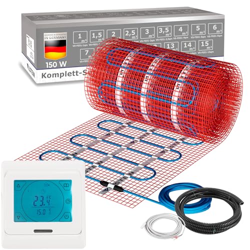 VILSTEIN® Elektrische Fußbodenheizung [150W/m²] - Bodenheizung Elektrisch geeignet für Laminat, Fliesen & mehr - Elektro Fussbodenheizung - Elektrisch