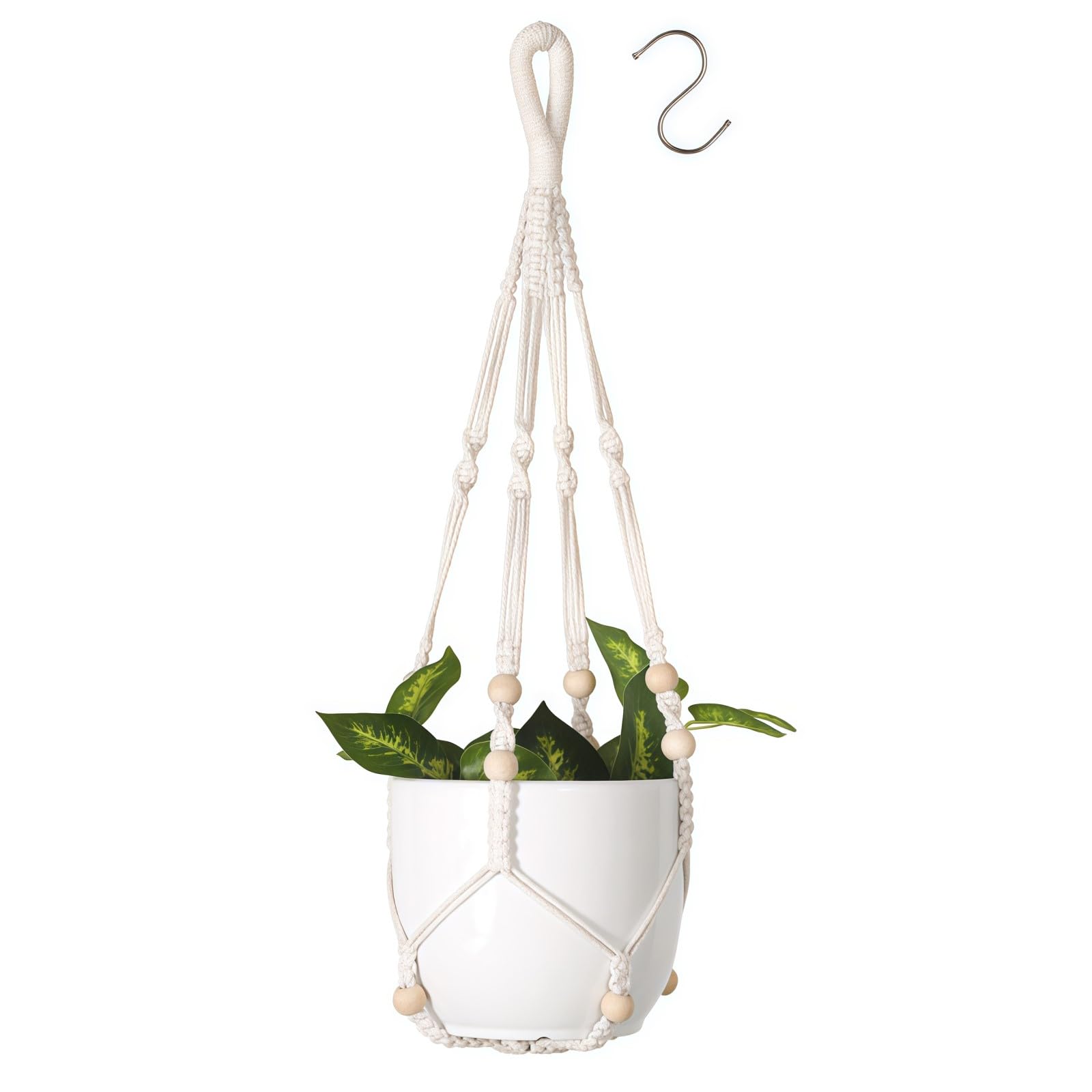 flintronic Hanging Planters Baskets, Cotton Rope Macrame Plant Hanger with Hanging Hooks, Wall Hanging Flower Pot Holder for Patio Deck Ceiling Plant Holder - 89CM