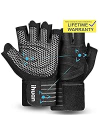 Guantes de entrenamiento de gimnasio con ventilación para levantamiento de pesas, versión 2019, con soporte para muñeca para hombres y mujeres, protección completa de la palma, para levantamiento de pesas, entrenamiento, fitness, colgar, tirar.