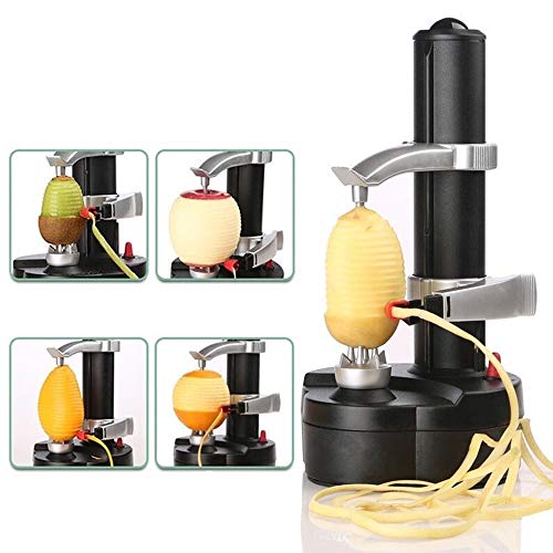 SUPOW Rapid Peeler, Potato Peeler Electric Auto Rotating Apple Vegetable Fruit Peeler Stainless Steel Kitchen Peeling Tool（Black） - Thumbnail 4