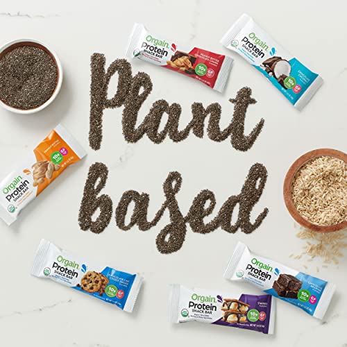 ORGAIN ORGANIC VEGAN PROTEIN BARS, CHOCOLATE CHIP COOKIE DOUGH – 10G PLANT BASED PROTEIN, LOW CALORIE HEALTHY SNACKS, NO LACTOSE OR SOY INGREDIENTS, GLUTEN FREE, NON-GMO – 1.41 OZ (PACK OF 12)