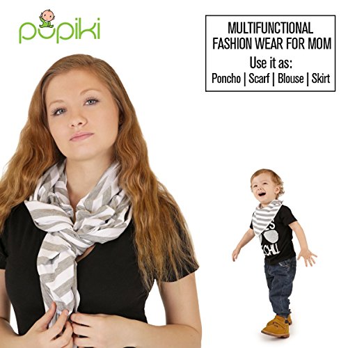 Pupiki Nursing Breastfeeding Cover: Soft, Cute, Stretchy Baby Breastfeeding Scarf w/ Carry Bag + Bandana Drool Bib| Top Multipurpose Infant Canopy/ Baby Car Seat Cover/ Stroller - Thumbnail 3