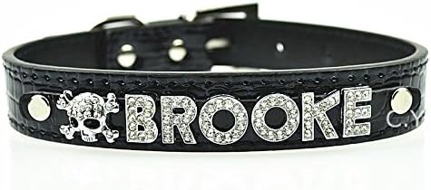 Ainest Personalized Dog Crocodile Pattern PU Collar in?4 Adjustable Sizes for Small and Medium Size Pet