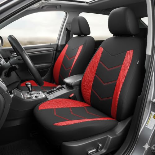 TOYOUN Coprisedili Auto Universale Copri-sedili Auto Anteriore in Tessuto Coprisedili Universali per Guidatore e Passeggero 2 Posti Accessori Interni Auto,Rosso