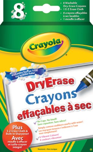 Crayola 8 Dry Erase Crayons, School and Craft Supplies, Gift for Boys and Girls, Kids, Ages 5, 6,7,8  and Up,  Arts and Crafts